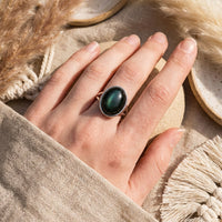 Adjustable Ring "Awakening of the Soul" in Celestial Eye Obsidian 2