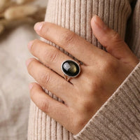 "Aura" Adjustable Ring in Golden Obsidian 2