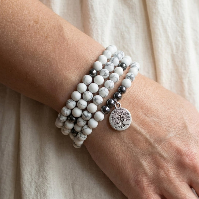"Feminine Softness" Mala Bracelet in Howlite