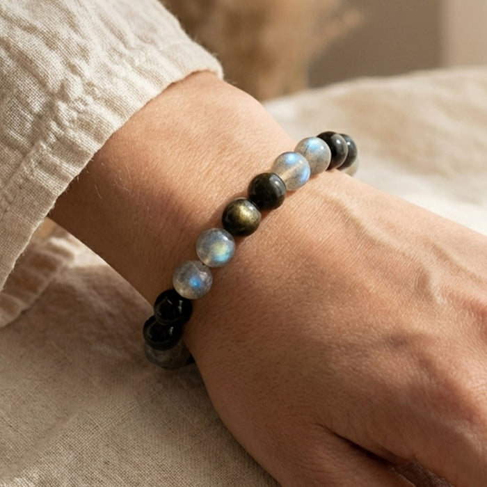 Armband "Spirituelle Zuflucht" aus Labradorit und Goldobsidian