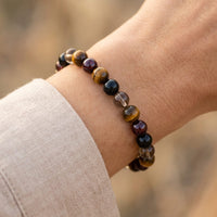"Success & Protection" Bracelet in Tiger Eye, Garnet, Black Tourmaline & Smoky Quartz 4