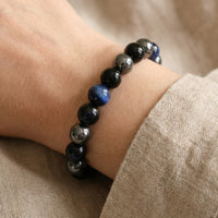 "Sure Cap" Bracelet in Hematite, Black Tourmaline & Blue Tiger's Eye 4