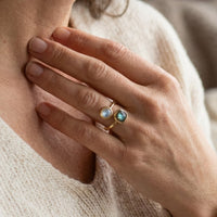 Adjustable Ring "Isha" in Labradorite & Moonstone 4