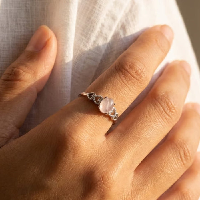 "Serenity Rose" Verstellbarer Ring aus Rosenquarz