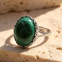 Adjustable Ring "Metamorphosis" in Malachite 1