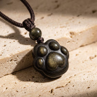 "Link Eternal" Paw Pendant in Golden Obsidian 1