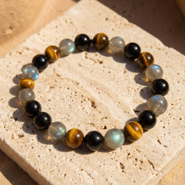 "Ultimate Protection" Bracelet in Tourmaline, Tiger Eye & Labradorite