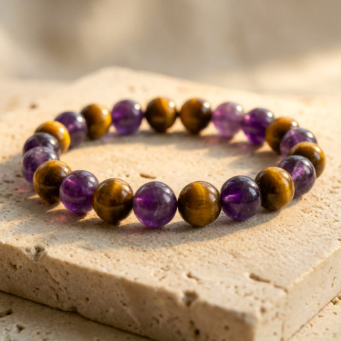 "Deliverance" Bracelet in Amethyst & Tiger's Eye