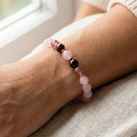 "Infinity Love" Bracelet in Rose Quartz, Garnet & Strawberry Quartz 4