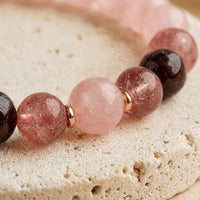 "Amour Infini" Bracelet in Rose Quartz, Garnet & Strawberry Quartz 3