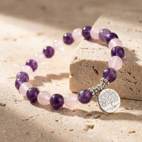 "Love & Spirituality" Bracelet in Amethyst & Rose Quartz 5