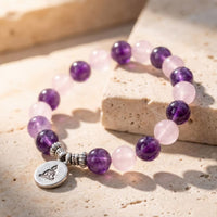 "Love & Spirituality" Bracelet in Amethyst & Rose Quartz 3