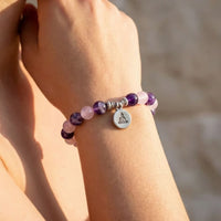 "Love & Spirituality" Bracelet in Amethyst & Rose Quartz 4