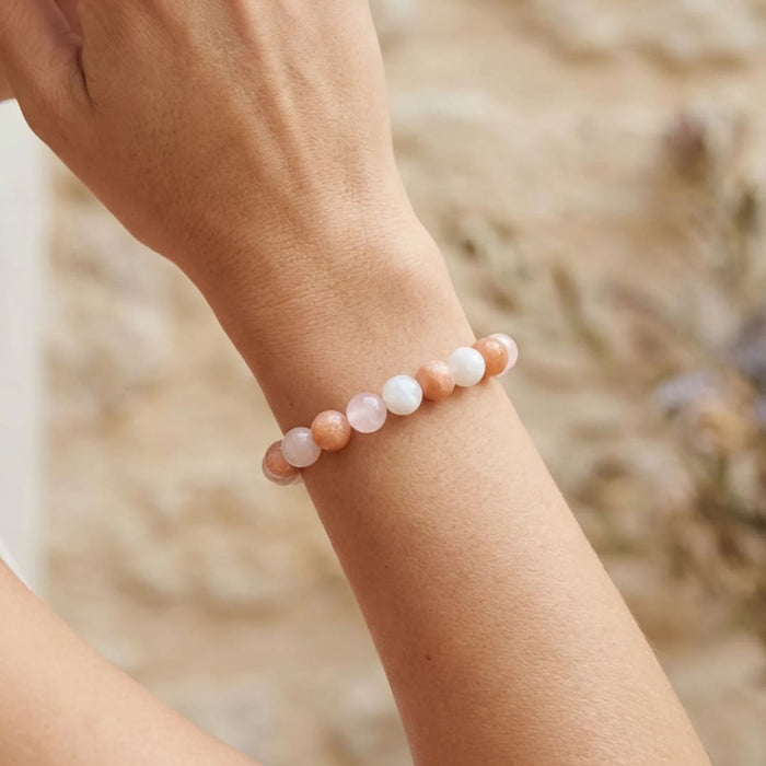 Armband "Venus" aus Sonnenstein, Rosenquarz & Mondstein