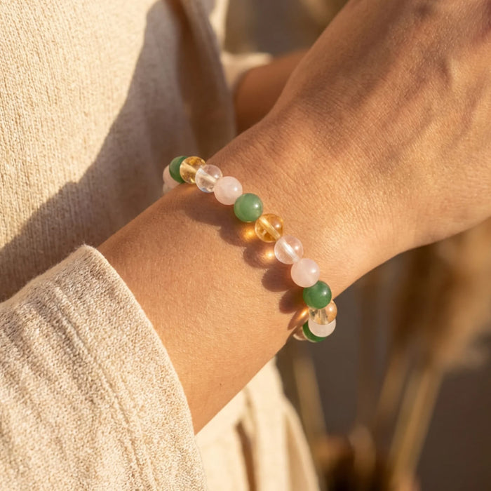 "Chance & Opportunity" Bracelet in Aventurine, Citrine, Rose Quartz & Rock Crystal