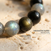 "Spiritual Refuge" Bracelet in Labradorite & Golden Obsidian 3