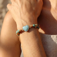 "Woven" Heart Bracelet in Amazonite 2