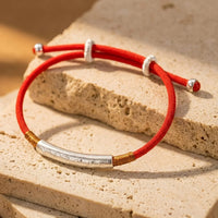 Red Cord Bracelet "Mantra" - Symbolic Good Luck Charm 1