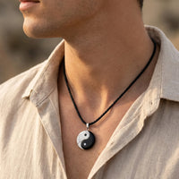 "Yin-Yang" Pendant in Howlite & Black Obsidian 3