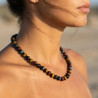 "Multiple Eye" Necklace in Tiger Eye, Hawk Eye & Bull Eye 4