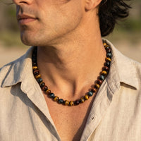 "Multiple Eye" Necklace in Tiger Eye, Hawk Eye & Bull Eye 2