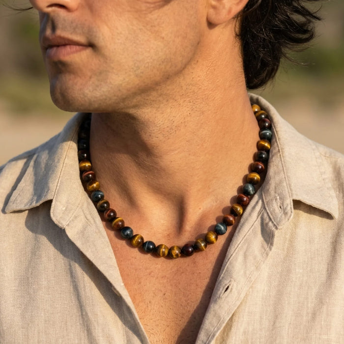 "Multiple Eye" Kette in Tigerauge, Falkenauge & Stierauge