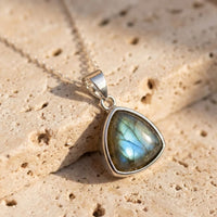 "Symbolic Protection of the Aura" Pendant in Labradorite & Silver 1