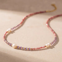 "Radiance of Serenity" Necklace in Rhodonite, Amethyst & Freshwater Pearls 5