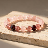 "Amour Infini" Bracelet in Rose Quartz, Garnet & Strawberry Quartz 1