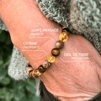 "Protection & Prosperity" Bracelet in Tiger's Eye, Citrine & Landscape Jasper 6