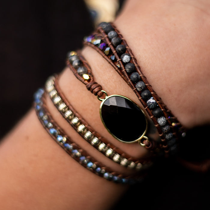 "Mastery Symbol" Wrap Bracelet in Onyx