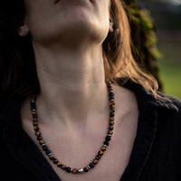 "Earth & Fire Energy" Necklace in Lava Stone & Tiger's Eye 3