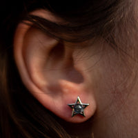 "Lunar Star" Earrings in Labradorite & Silver Metal 2