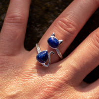 Adjustable "Cat" Ring in Lapis Lazuli 4