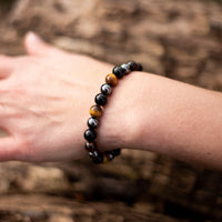 "3 Protections" Bracelet in Tiger Eye, Hematite & Black Obsidian 3