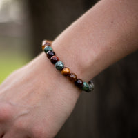 "Protective Energies" Bracelet in Tiger Eye, Bull Eye, African Turquoise & Onyx 2