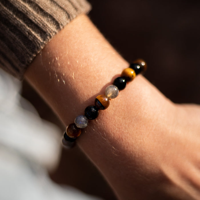 "Ultimate Protection" Bracelet in Tourmaline, Tiger Eye & Labradorite