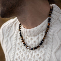 "Earth & Fire Energy" Necklace in Lava Stone & Tiger's Eye 6