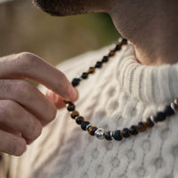 "Earth & Fire Energy" Necklace in Lava Stone & Tiger's Eye 4