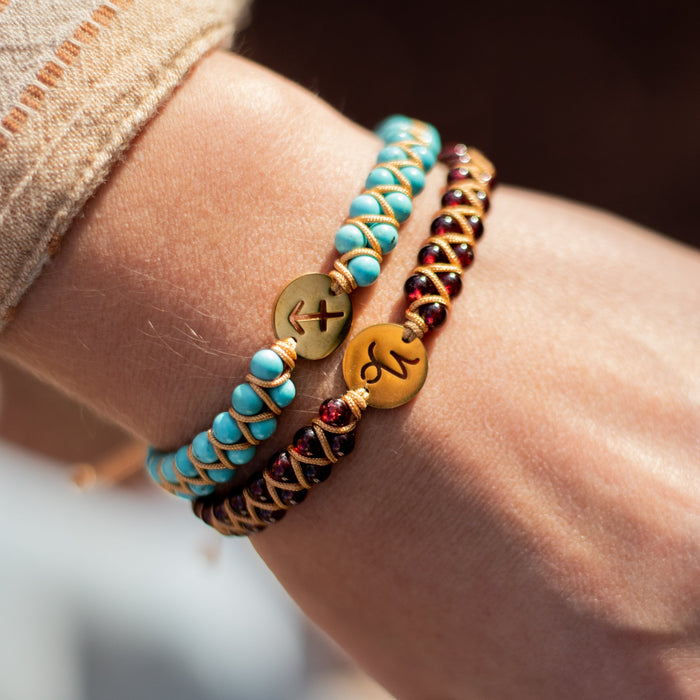 "12 Konstellationen" Gewebtes Armband aus Natursteinen