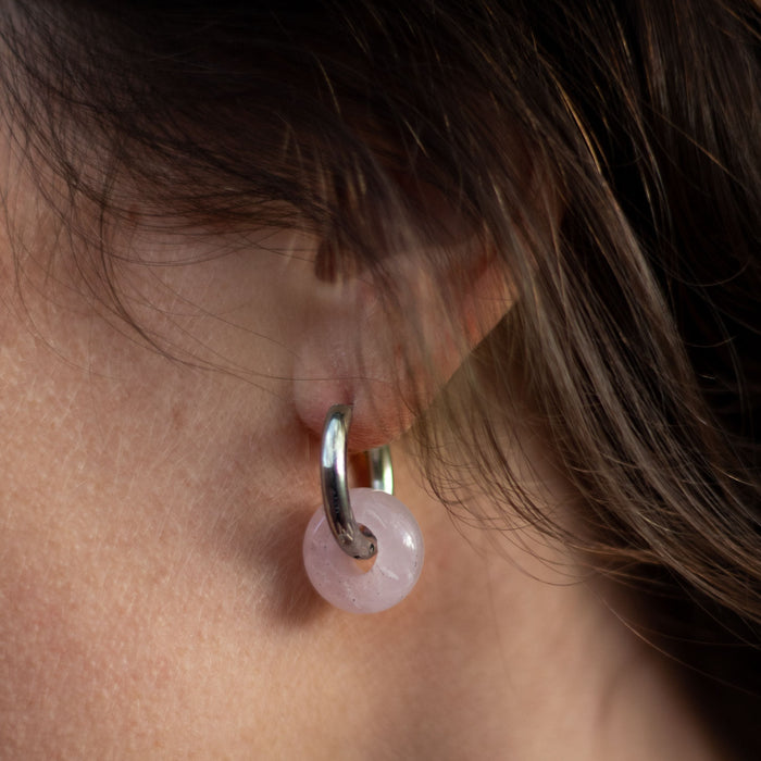 "Double Creole" Earrings in Natural Stones