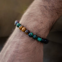 "Protective Energies" Bracelet in Tiger Eye, Bull Eye, African Turquoise & Onyx 5