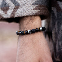 Triple Protection Bracelet in Lava Stone, Tiger Eye & Hematite 6