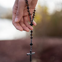 "Protection" Rosary Necklace in Tiger Eye 3