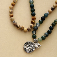 "Gaia" Mala Bracelet in Moss Agate & Landscape Jasper 6