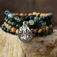 "Mala" Bracelet "Gaia" in Moss Agate & Landscape Jasper 3