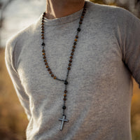 "Protection" Rosary Necklace in Tiger Eye 5