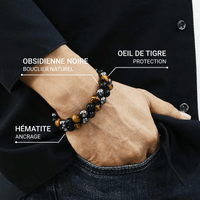 "Triple Protection" Braided Bracelet in Hematite, Tiger Eye & Obsidian 4