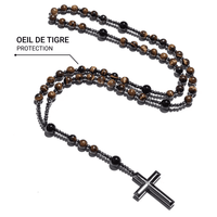 "Protection" Rosary Necklace in Tiger Eye 6