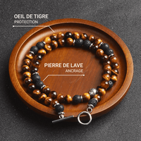 "Earth & Fire Energy" Necklace in Lava Stone & Tiger's Eye 5